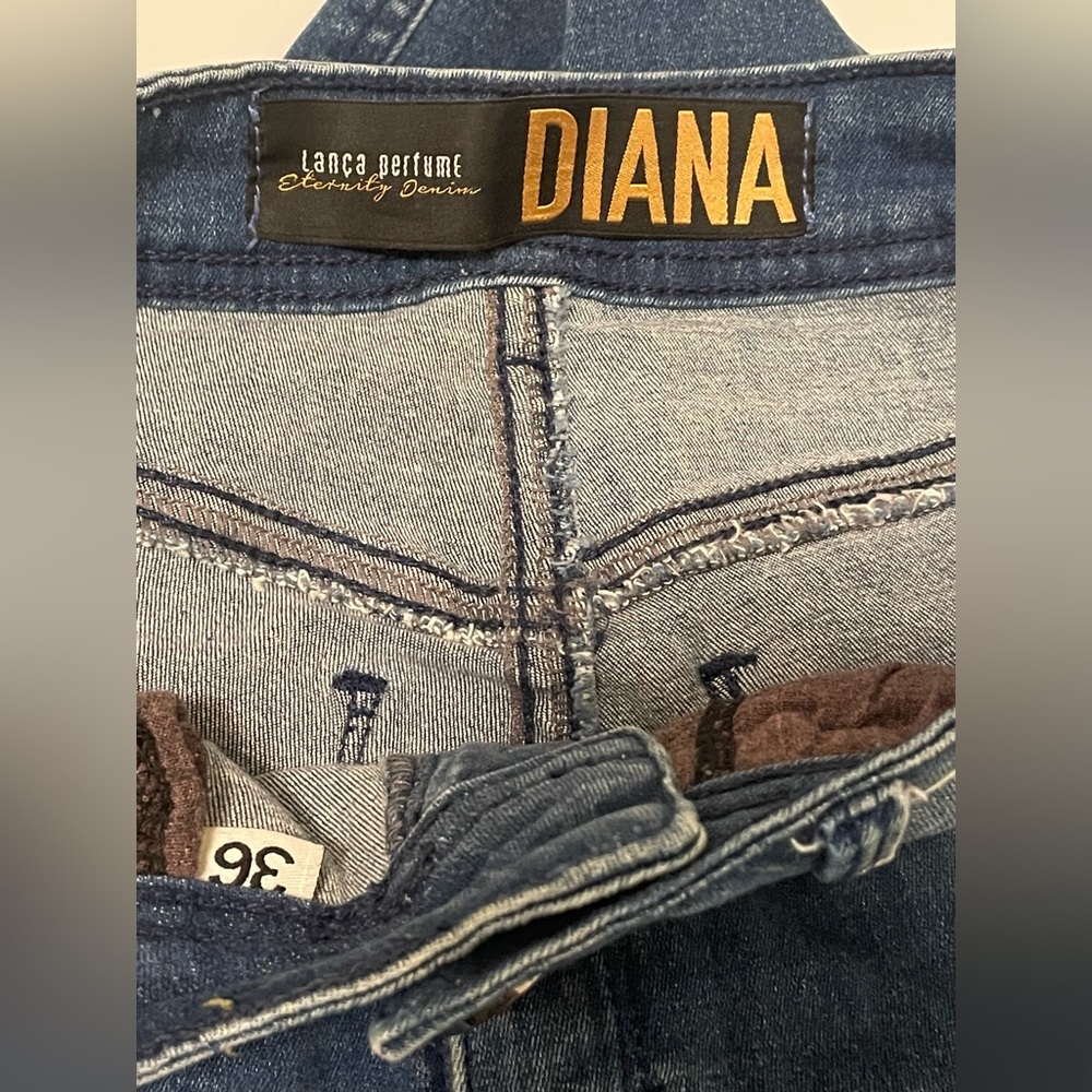 Lanca Perfume Diana Jeans 36 Distressed US 4 Raw Frayed Hem Skinny Stretch Denim - Picture 4 of 12